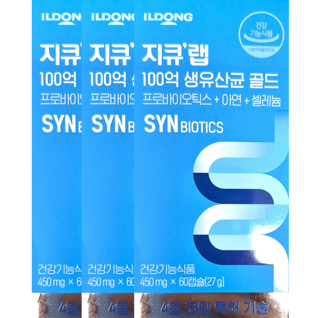 일동제약 지큐랩 100억 생유산균 골드 450mg x 60캡슐 x 3박스 6개월분