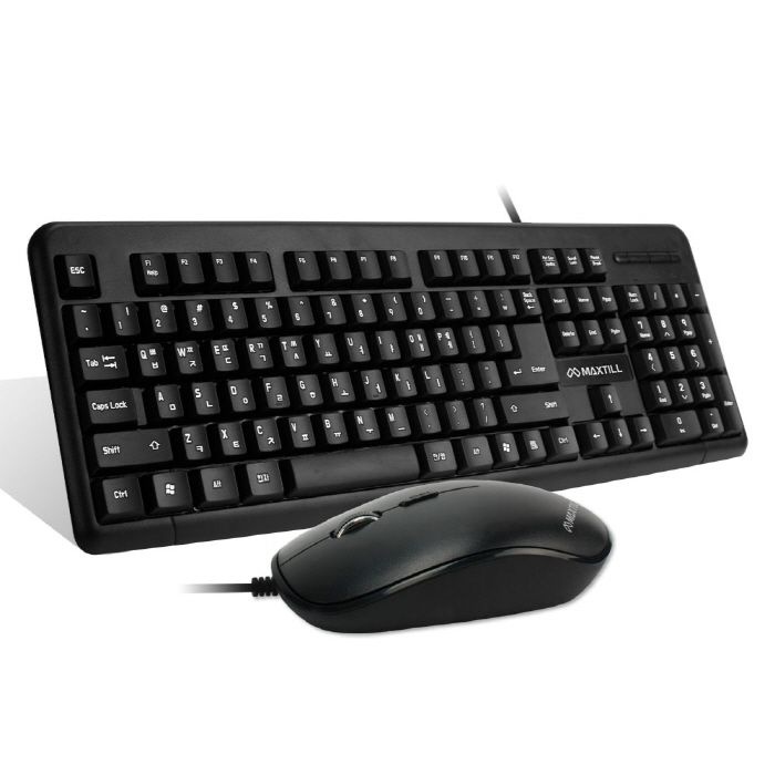 맥스틸 MO-MK1000 USB 유선 키보드 마우스 세트 사무실 가정용 PC 주변기기 저소음 그래픽작업 문서작업