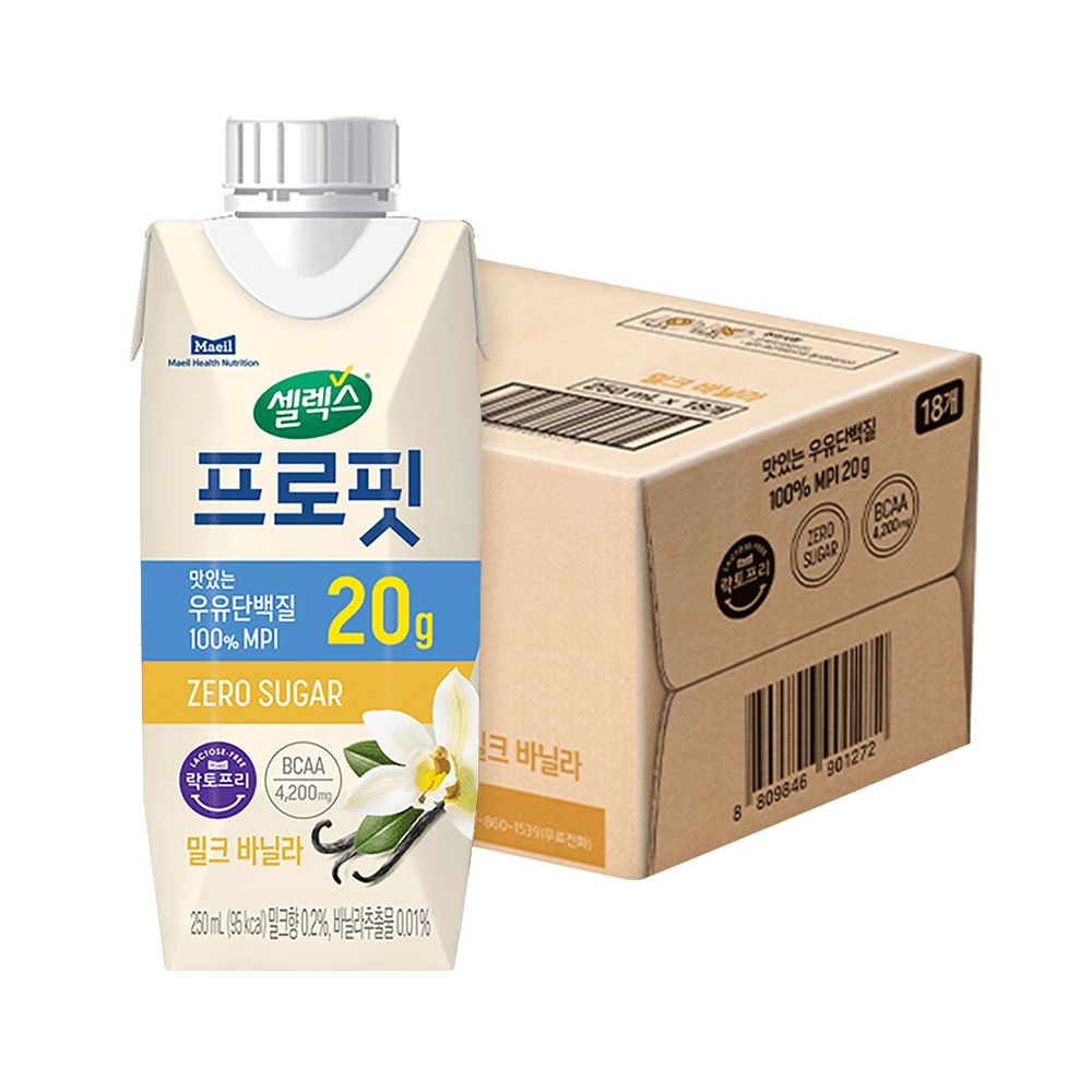 셀렉스 프로핏 완전단백질 밀크 바닐라 드링크 250ml 18입 (1박스)