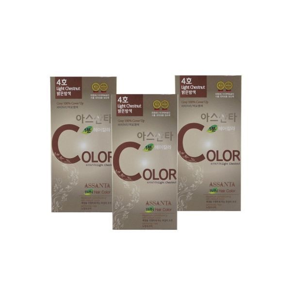 아스산타 아스산타 1분 헤어칼라 4호 밝은밤색(3개)/새치커버 염모제/염색약