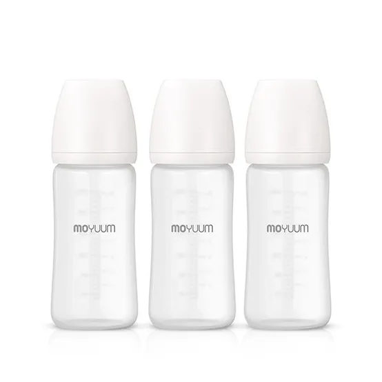 모윰 실리콘코팅 유리젖병 240ml 트리플팩 노꼭지 구성 내열유리 젖병세트