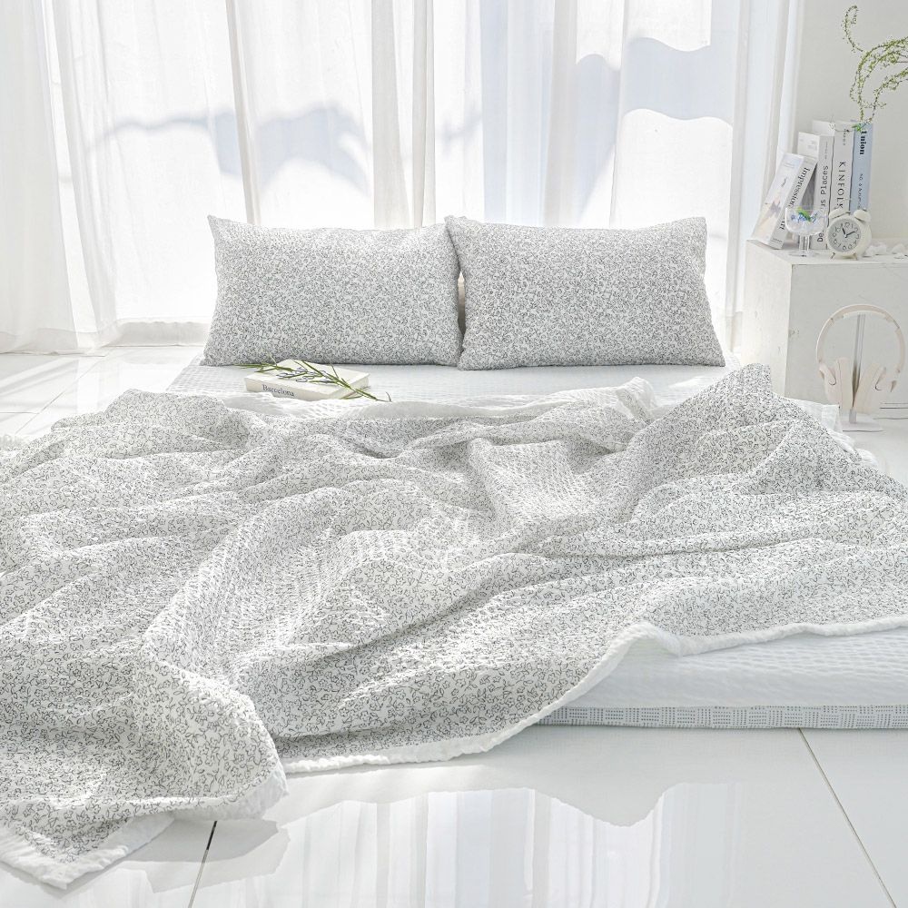 F&B 스코홈 국내제조 눈꽃 냉감 시어서커 양겹이불 + 홑겹 요세트 4종(요솜포함)