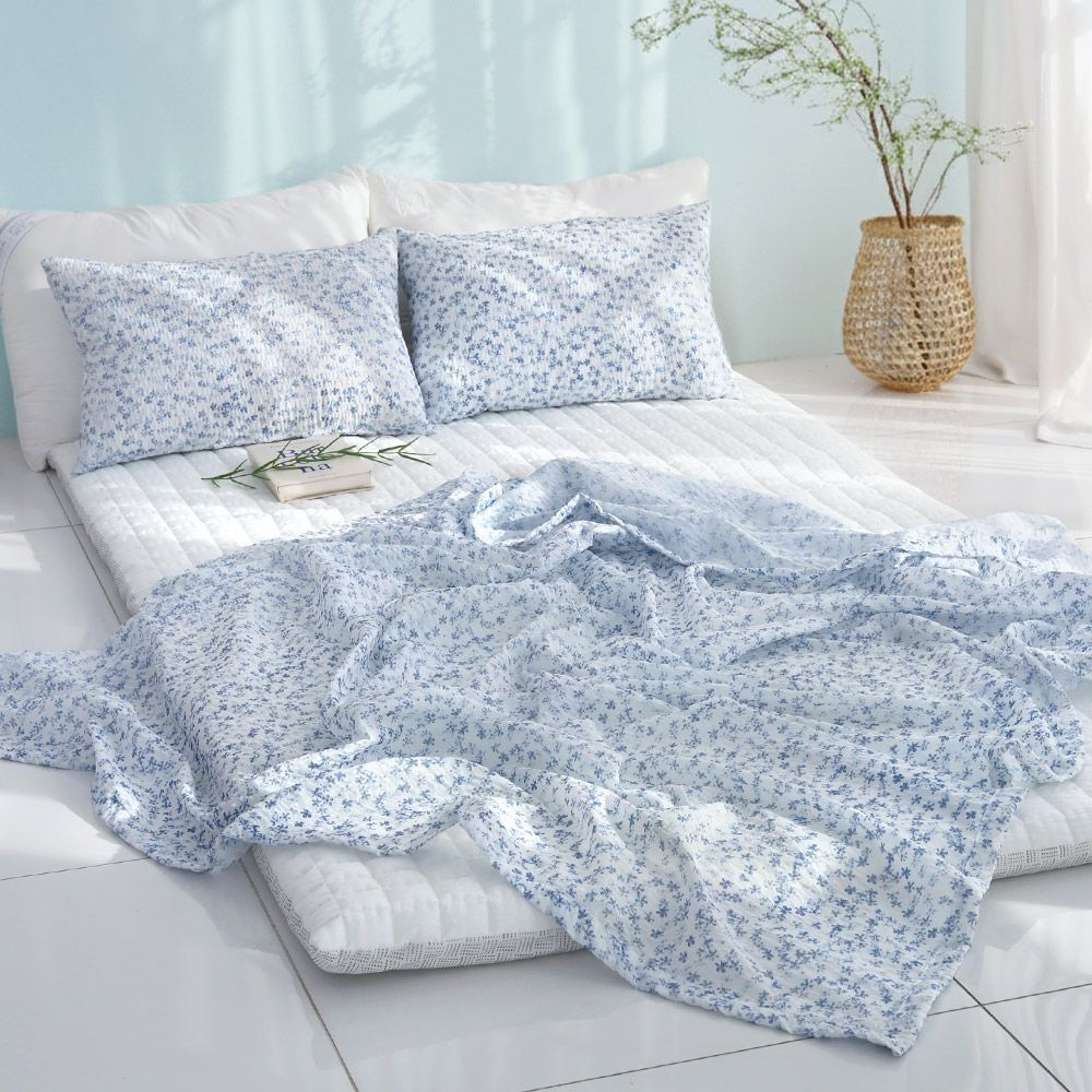 F&B 스코홈 국내제조 눈꽃 냉감 시어서커 홑이불 + 누빔 요세트 4종(요솜포함)