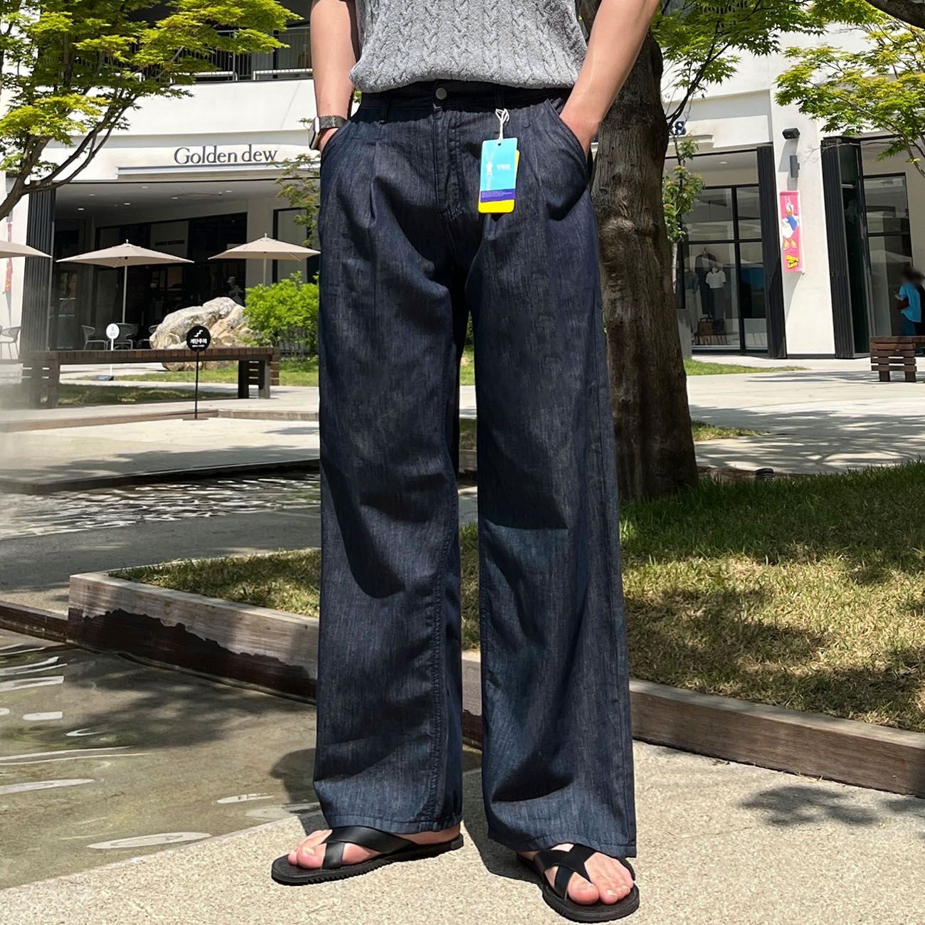 쿨링데님 논페이드 빅사이즈 투턱데님