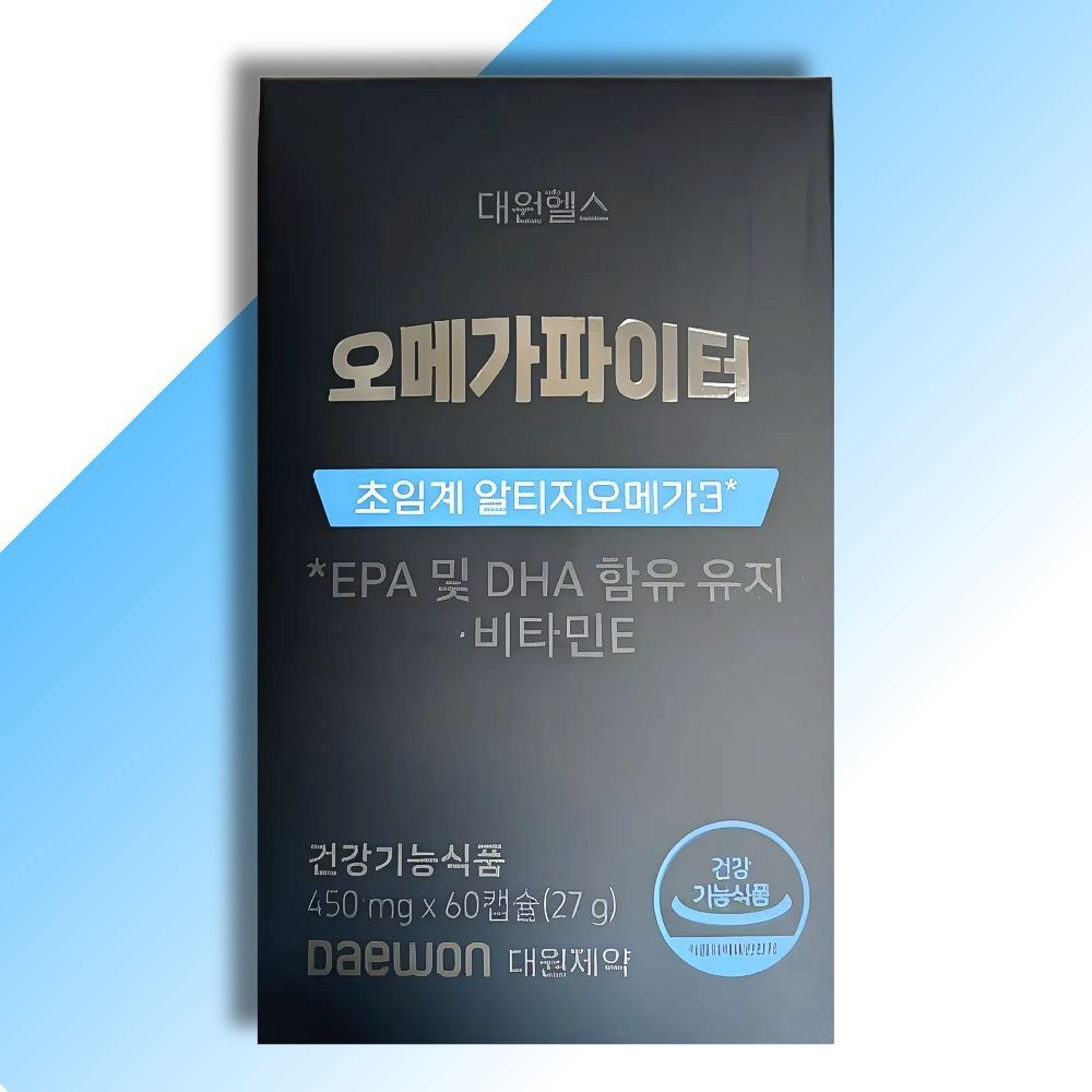 대원헬스 오메가파이터 초임계 알티지 오메가3 450mgx60캡슐x1박스 rTG오메가3 비타민E 혈행관리