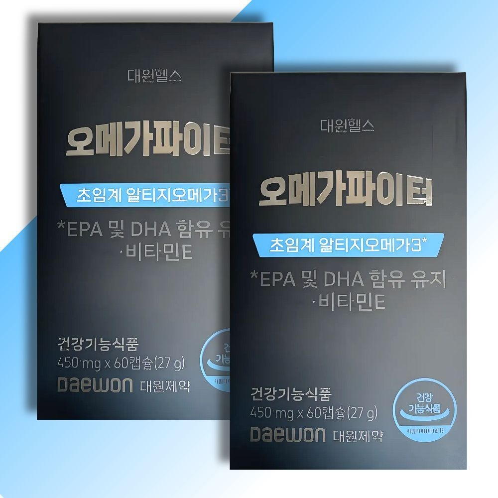 대원헬스 오메가파이터 초임계 알티지 오메가3 450mgx60캡슐x2박스 rTG오메가3 비타민E 혈행관리