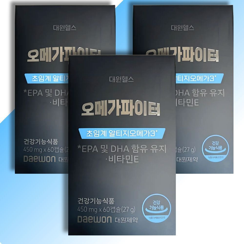 대원헬스 오메가파이터 초임계 알티지 오메가3  450mgx60캡슐x3박스 rTG오메가3 비타민E 혈행관리