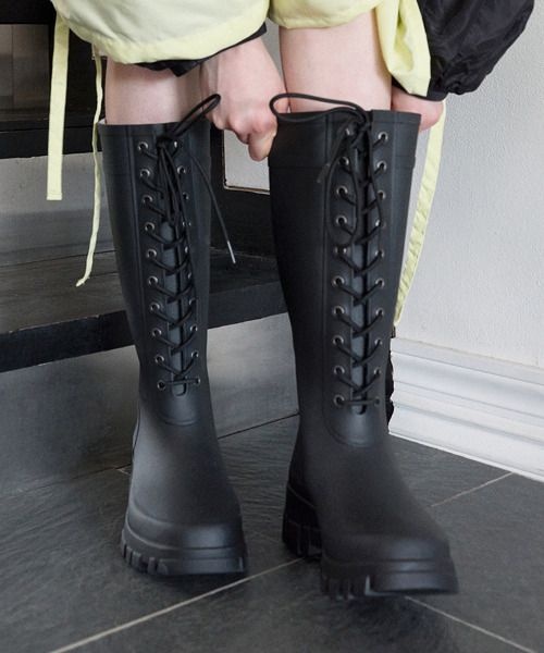 락피쉬 rockfish FLATFORM LACEUP RAIN BOOTS LONG - 3 colors