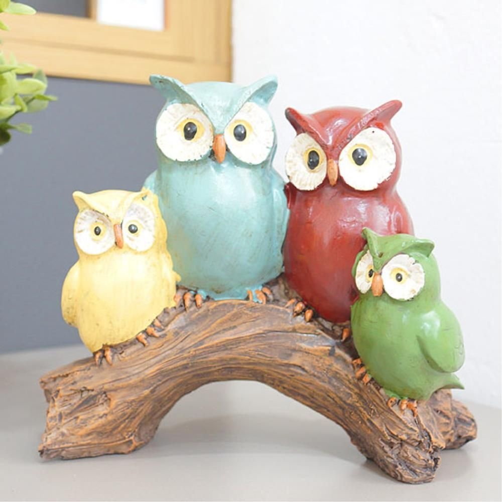 SOGGUPNORI 집들이선물 나뭇가지 부엉이 가족인형 사무실 소품 인테리어소품