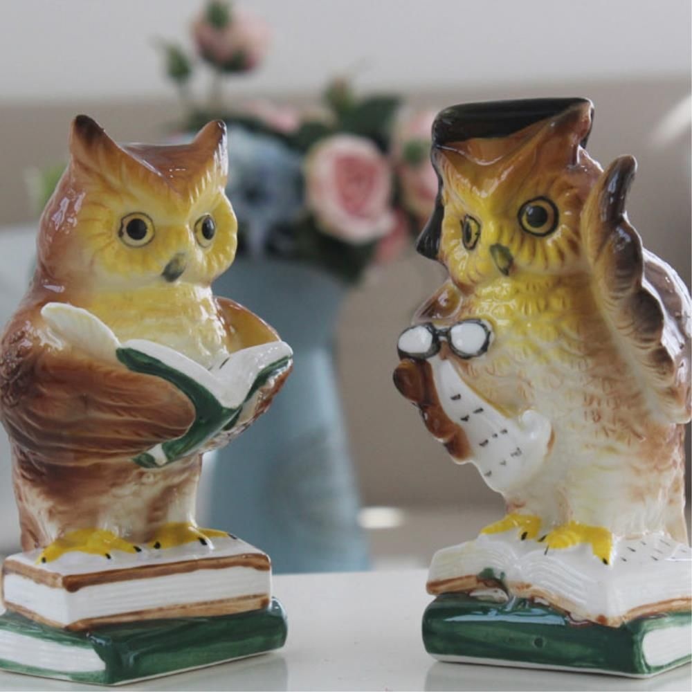 SOGGUPNORI 학교 도서관 책읽는 귀여운 부엉이 인형2P 장식 거실꾸미기 거실