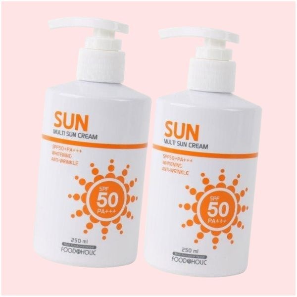 푸드어홀릭 (2개)푸드어홀릭 멀티 선크림 250ml SPF50 PA+++펌프형 백탁없는 혼합자차 썬크림 선블록 자외선차단제 467