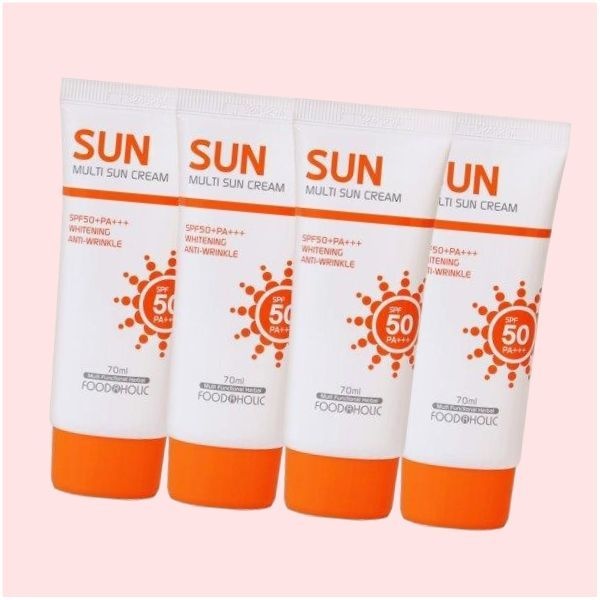 푸드어홀릭 (4개)푸드어홀릭 멀티 선크림 70ml SPF50 PA+++ 백탁없는 혼합자차 썬크림 선블록 자외선차단제 4673673