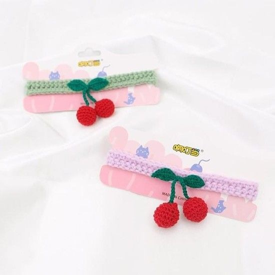 [아우트_64]반려동물 체리뜨개 케이프 앵두 패션 소품 촬영