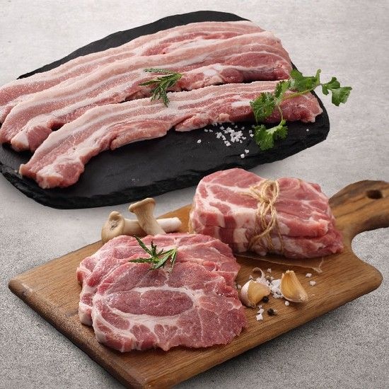 모두에프앤비OEM [농협영주한우]국내산 냉장 돈육 캠핑 바베큐세트 (삼겹살+목살 400g 외 쌈장모듬쌈채소허브솔트 포함)