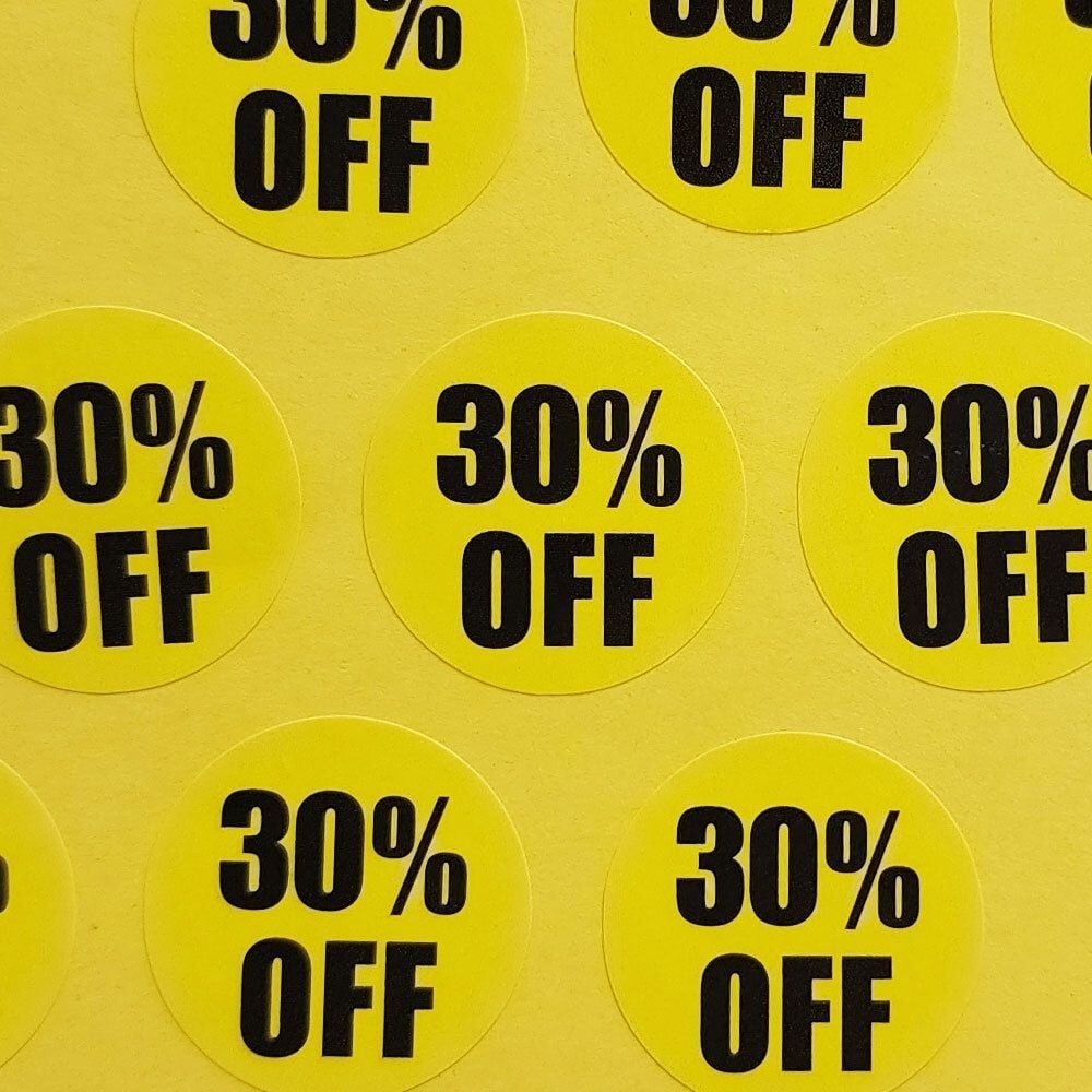 컬러 할인 스티커 30퍼센트 할인스티커 행사스티커 세