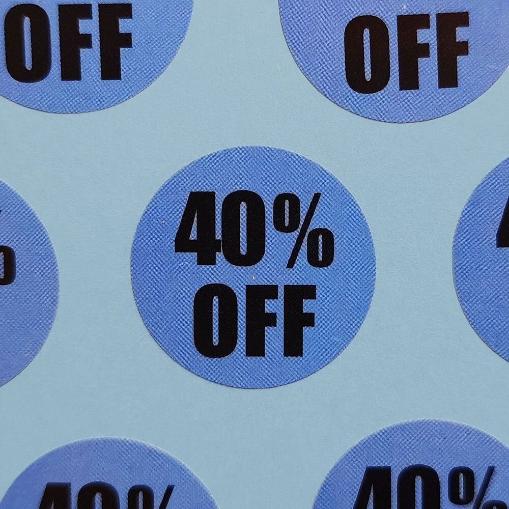 컬러 할인 스티커 40퍼센트 할인스티커 행사스티커 세