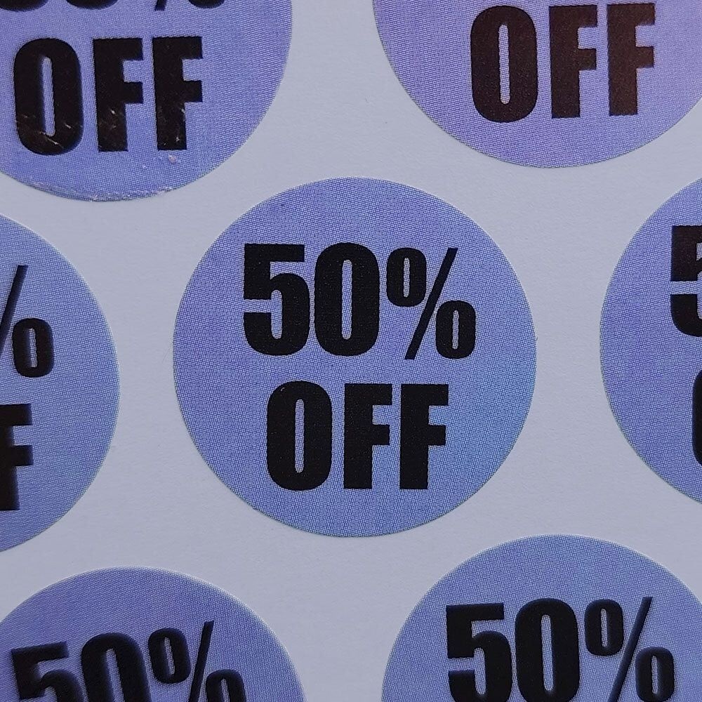 컬러 할인 스티커 50퍼센트 할인스티커 행사스티커 세