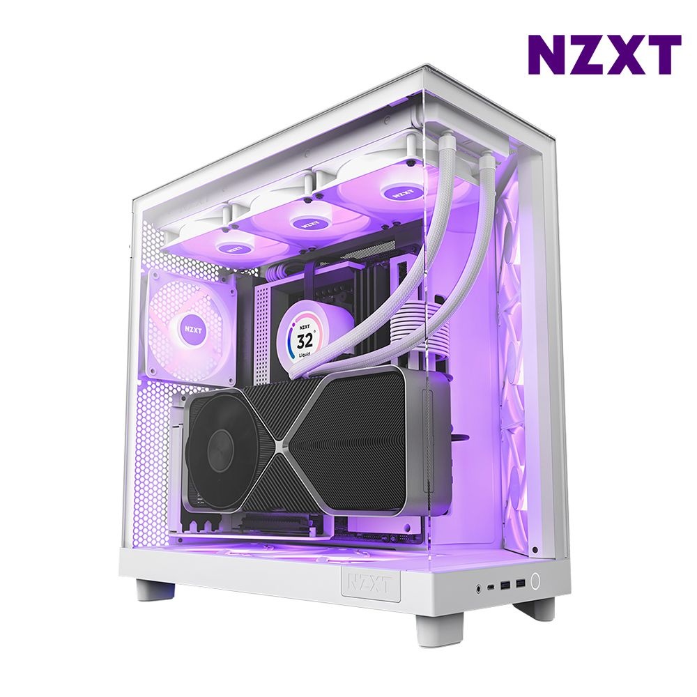 NZXT 컴퓨터 케이스 RGB 미들타워 PC 보관 H6 FLOW 화이트