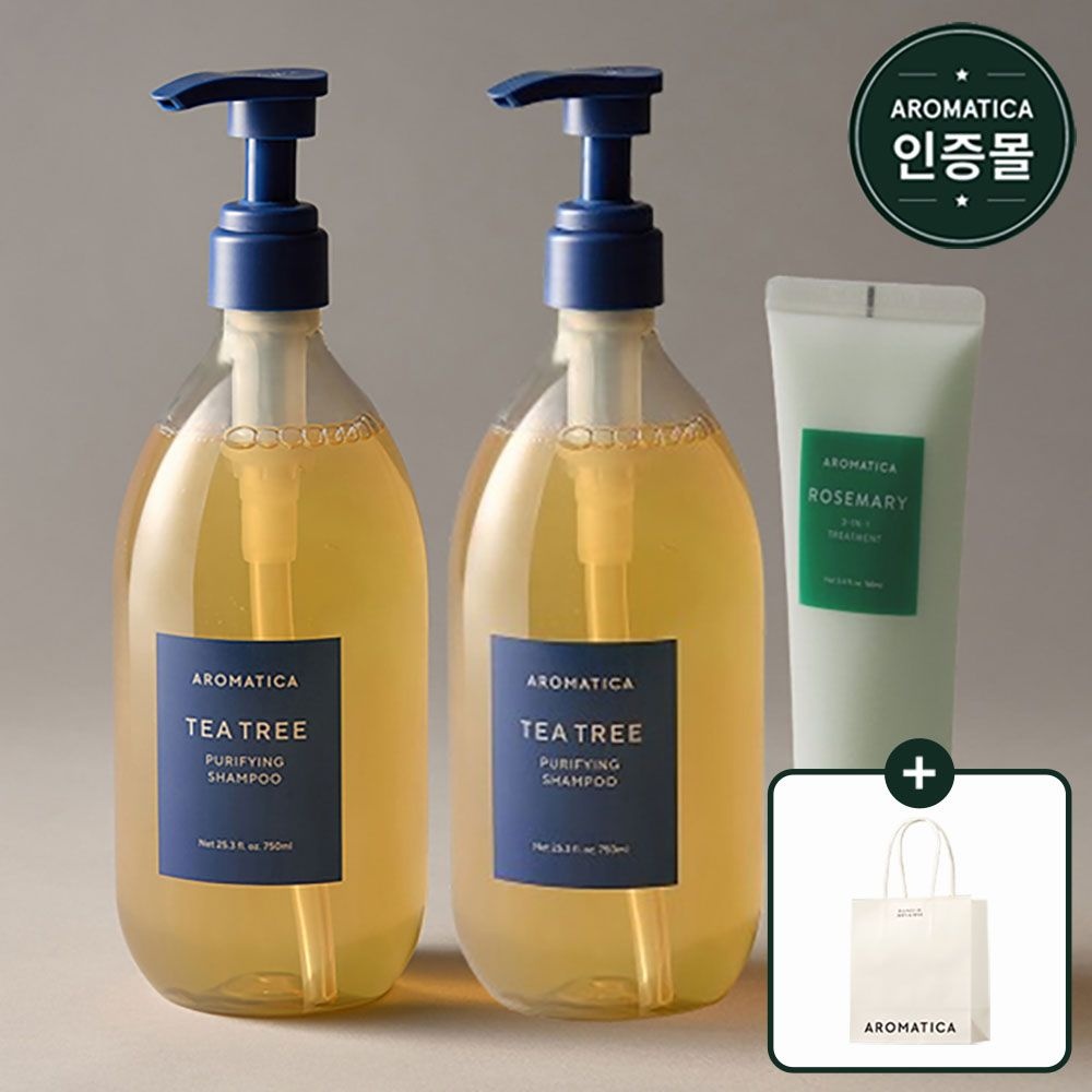 아로마티카 [쇼핑백증정][L포인트][공식]아로마티카 티트리 퓨리파잉 샴푸 750ml 2개+로즈마리 트리트먼트 160ml