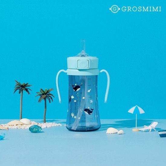 그로미미 아기고래 PPSU 빨대컵 유아컵 아기물병 300ml