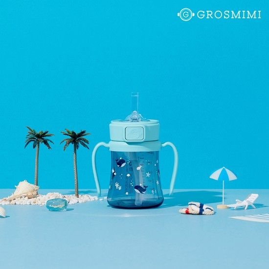 그로미미 아기고래 PPSU 빨대컵 유아컵 아기물병 200ml