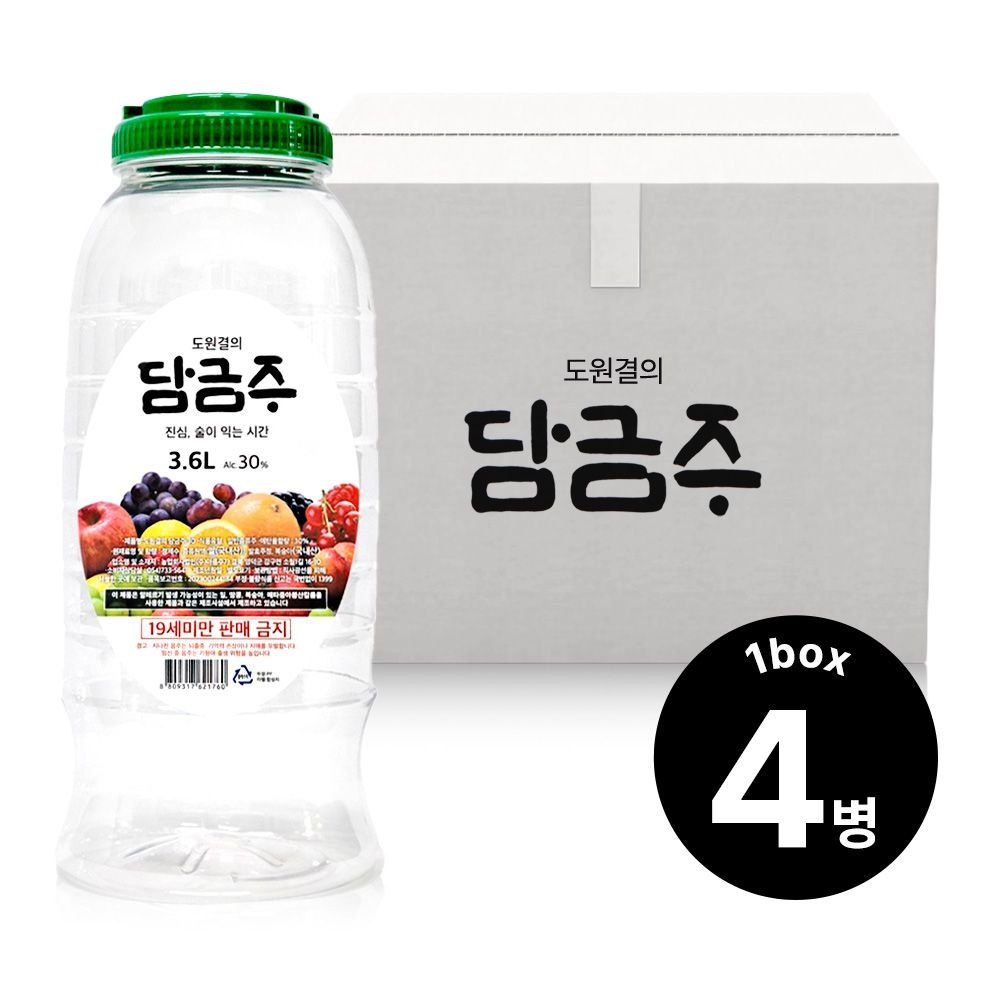 아름주가 도원결의 담금주 30도 3.6L 4병(1박스) 담금소주