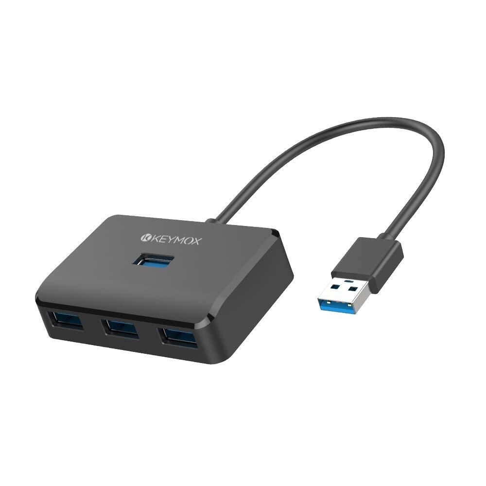 Keymox [해외] KEYMOX 4-포트 USB 3.0 허브, 맥북, 맥 프로, 미니, iMac, 서피스 XPS, PC, 플래시 드라이브, 모바일 HDD용 컴팩트 사이즈 데