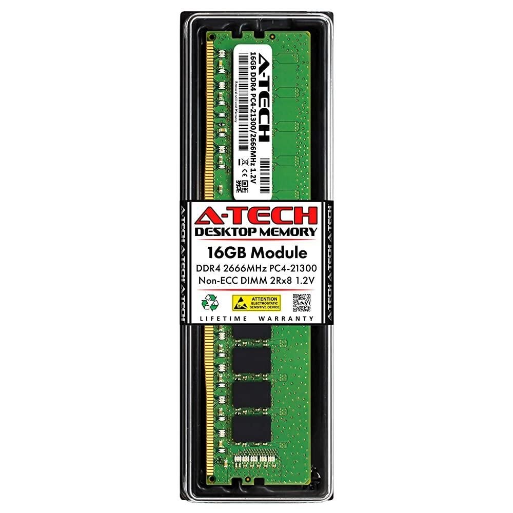 에이테크 [해외] A-Tech 삼성 M378A2K43CB1-CTD용 16GB RAM 교체품 | DDR4 2666MHz PC4-21300 2Rx8 1.2V UDIMM Non-ECC 288핀 DIMM 메모리 모듈