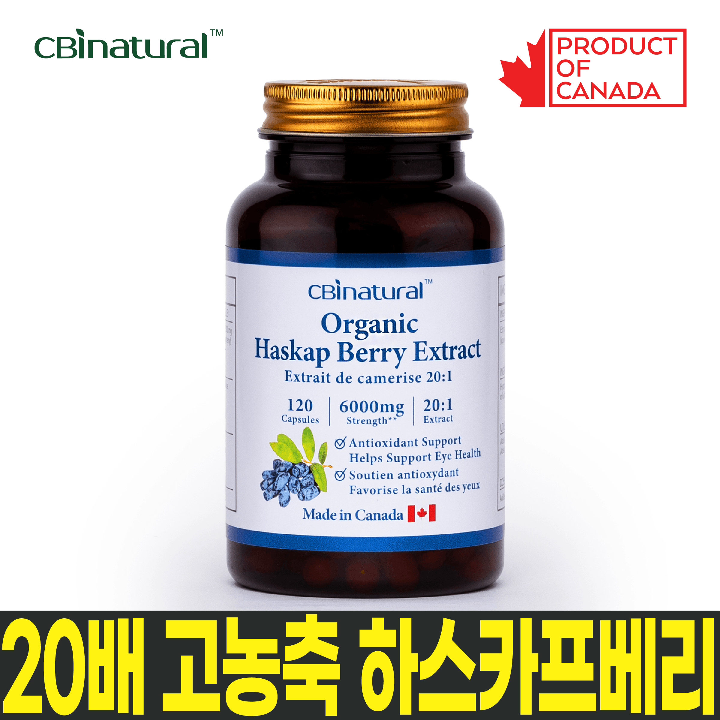 캐나다 20배 고농축 하스카프베리 300mg 120캡슐 4개월 캐나다 생산 본사직발송