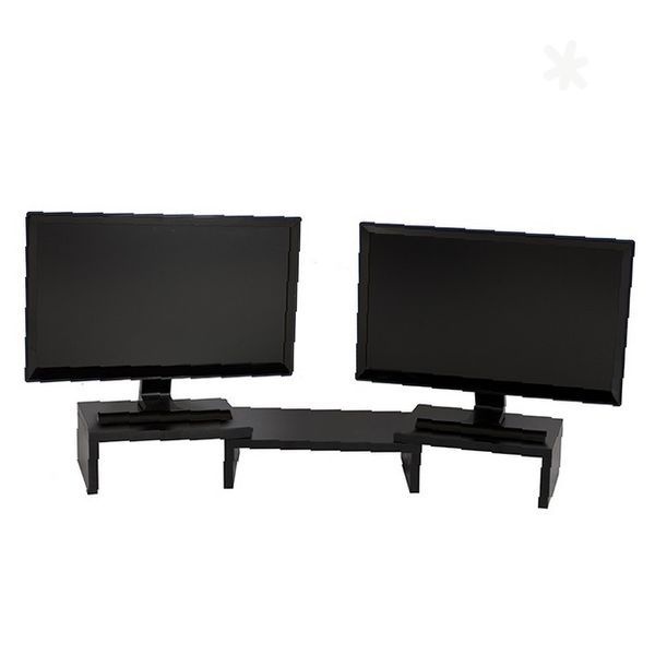 듀얼 모니터 책상 정리 받침대 검정 심플 디자인 사무실 업무 공간 활용 컴퓨터