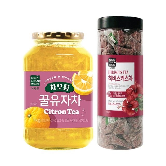 녹차원 차오름 꿀유자차 1kg + 히비스커스 60T