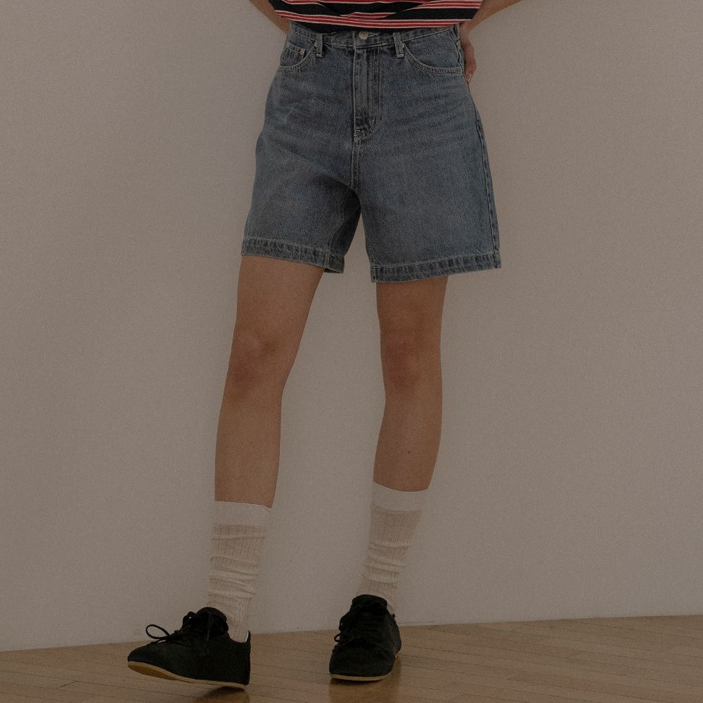 노운베러 Slop washing denim short [KNSS04PT02]_Blue