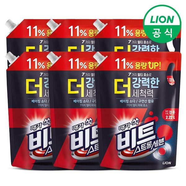 비트 [On] 비트 스트롱 세븐 액체세제 2.22L 리필 x 6개 일반 드럼 겸용