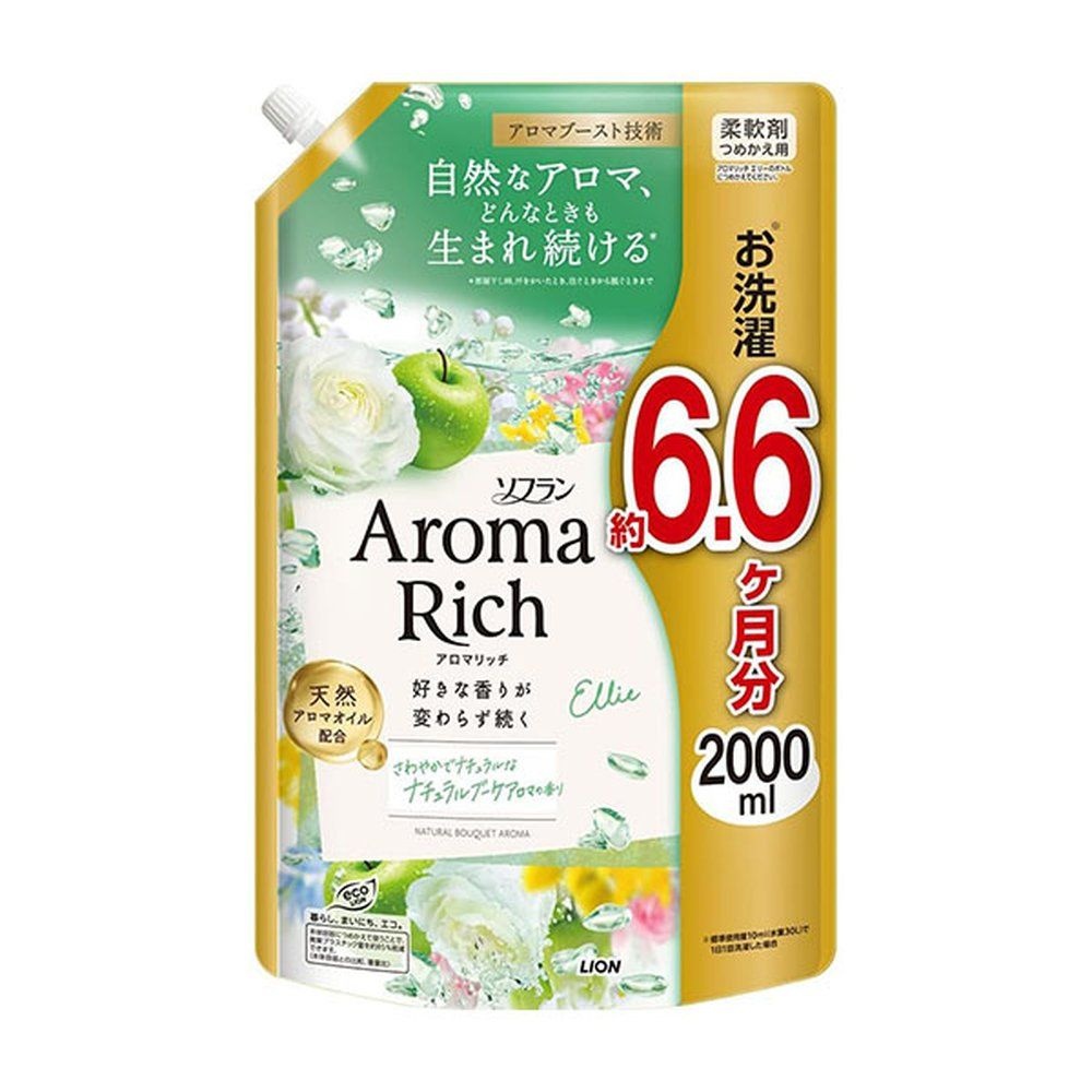 소프란 아로마리치 리필용 섬유유연제 엘리, 1개 2L 향기코팅 안심세정 섬유보호