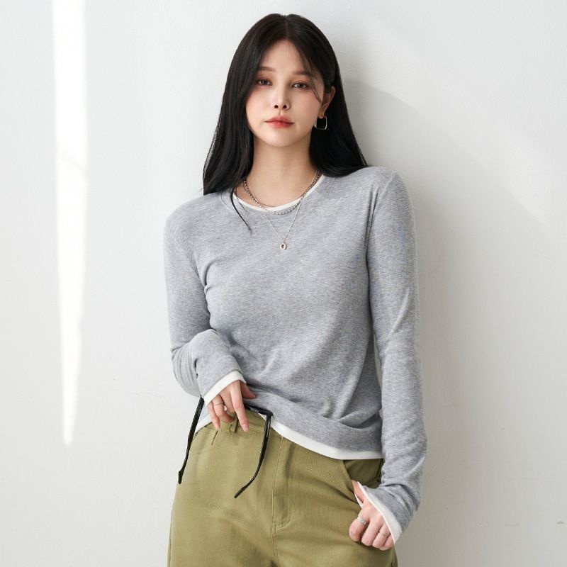 피핀 투톤 레이어드 긴팔 티셔츠 112018