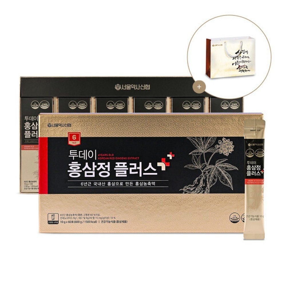 서울약사신협 홍삼정 플러스 투데이 스틱 진세노사이드 6년근 15mg 60포 10g 사포닌 피로개선 소포장 홍삼정