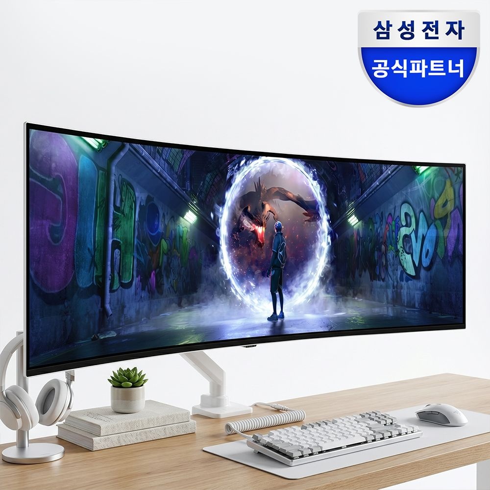 삼성전자 삼성 오디세이 OLED G9 LS49DG930 124.3cm(49인치) 게이밍 모니터 주식 사무용 + 고중량 싱글 거치대 모니터