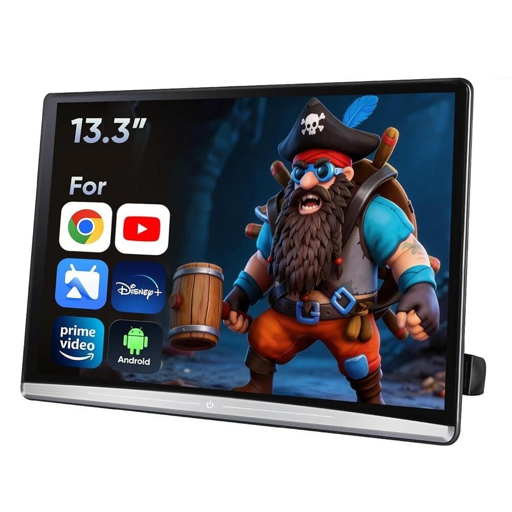 [해외] 13.3인치 안드로이드 자동차 TV 헤드레스트 비디오 플레이어, 뒷좌석용, 5G Wi-Fi 폰 링크 블루투스 에어플레이 USB HDM