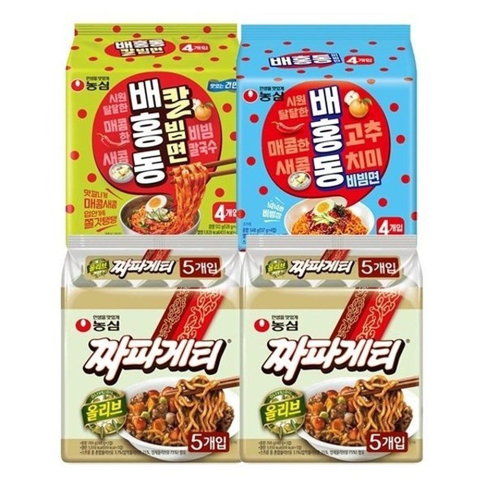 짜파게티 10입 + 배홍동 비빔면 4입 + 배홍동 칼빔면 4입