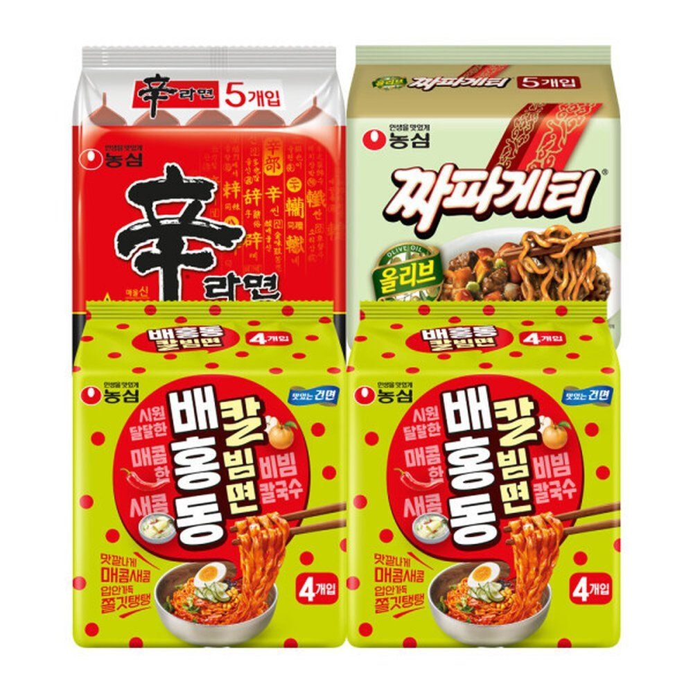 배홍동 칼빔면 8입+신라면 5입+짜파게티 5입 (총 18봉)