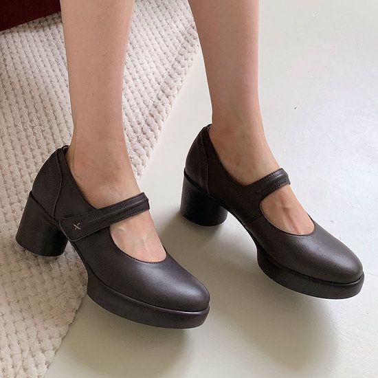 봄신상 지쎄공식몰 천연가죽 여성수제화 릴리안 통굽 메리제인 구두 GIS-43212