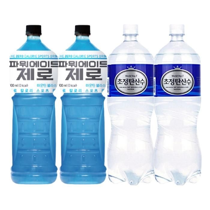 [한번에먹자] 파워에이드 제로 1.5L 2개 + 초정탄산수 1.5L 2개 / 총 4개