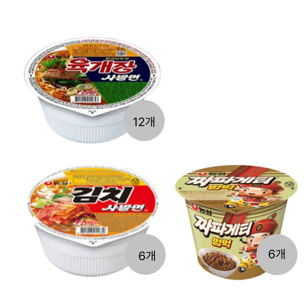 1936육개장터 육개장 사발면 12개+김치사발면6개+짜파게티범벅6개 (총 24개)