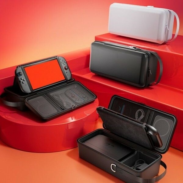 한국체르니(OEM) (현대Hmall) 닌텐도 스위치2가방 올인원 파우치 블랙/레드블루 수납가방