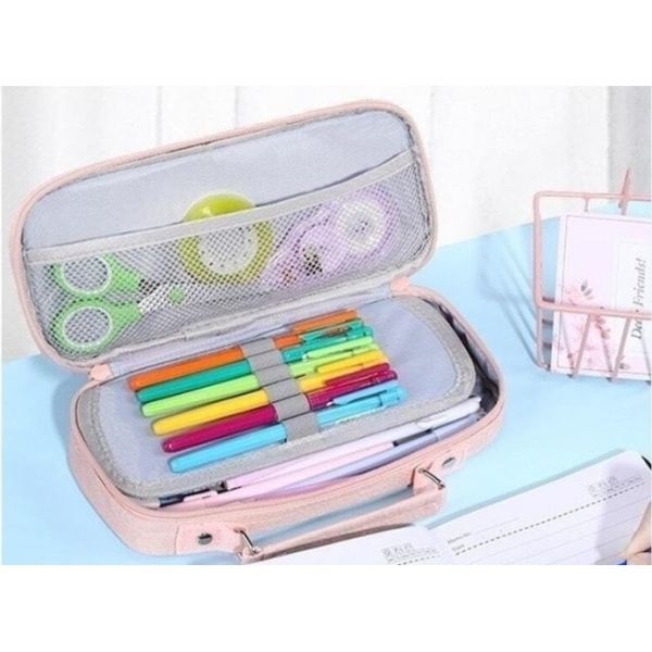 손잡이 필통 넓은 고급 파우치 문구 신학기 대용량 중학생 고등학생 학용품 필기구 학습용품 학생필수품 학습도
