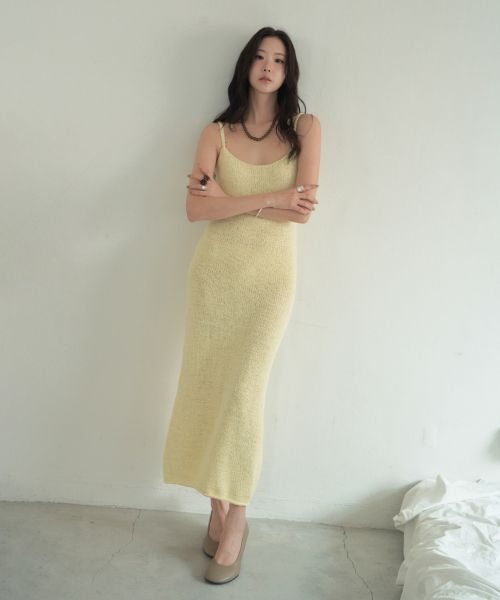 매장정품 CITTA Comfort Cotton Blended Long Knit Dress_CTOP715(Lemon)