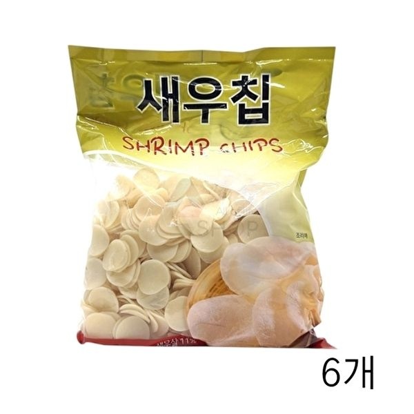 고품질 bns 튀겨먹는 업소용 안주 푸드올마켓 새우칩 1kg X 6개 새우과자 술안주 튀겨먹는새우칩 WFLTEI6