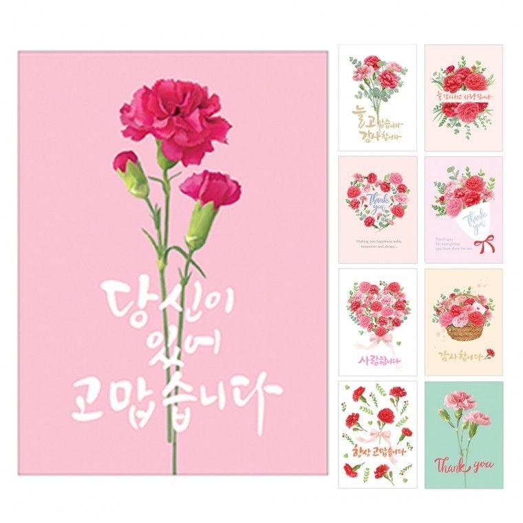 마음담아 마음담아 어버이날 스승의날 카네이션 감사 카드 9종