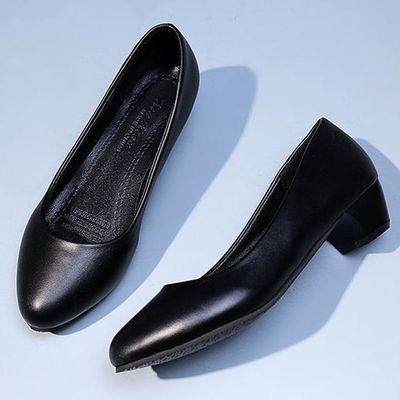 女性ベーシック面接靴 スーツコーディネートシンプルベーシックパンプスヒル