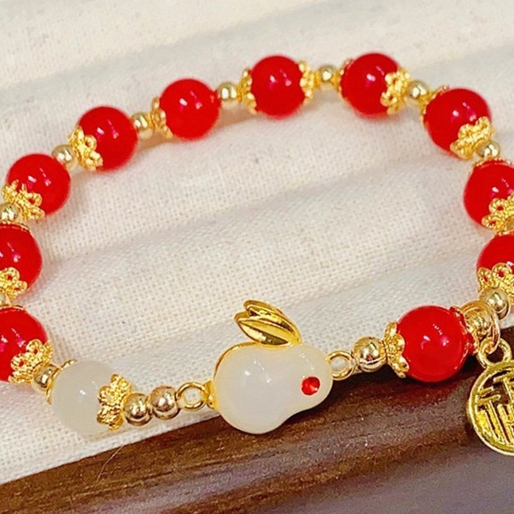 팔찌 전통 추석 명절 구슬 금장 선물 토끼 한복 장신구